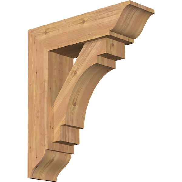 Ekena Millwork Merced Traditional Smooth Bracket w/ Offset Brace, Western Red Cedar, 7 1/2"W x 26"D x 30"H BKT0806X26X30MRC01SWR - main